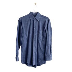 Perry Ellis Portfolio Mens Shirt Button Down Long Sleeve Textured Blue Small